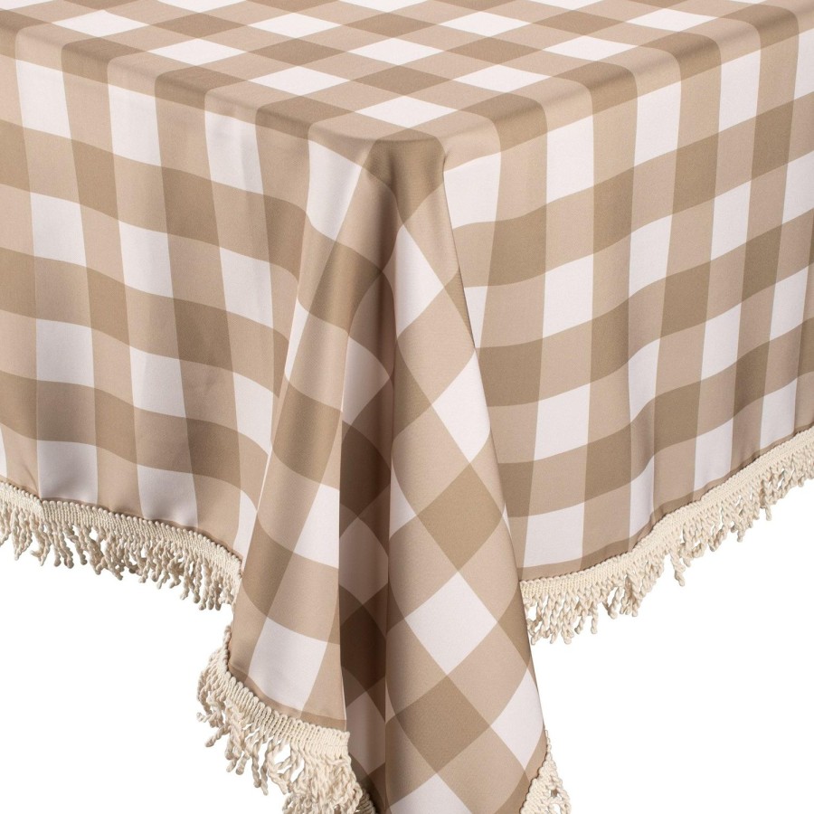 Outdoor Accessories Kollab | Fringed Tablecloth Olive Check