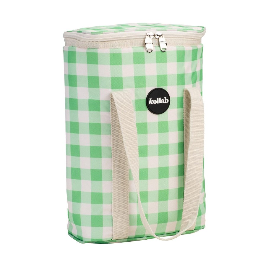 Insulated Bags Kollab | Wine/Drink Cooler Carrier Bag - Kelly Green Check