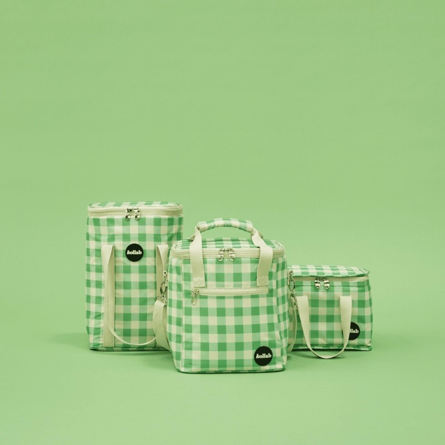 Insulated Bags Kollab | Wine/Drink Cooler Carrier Bag - Kelly Green Check