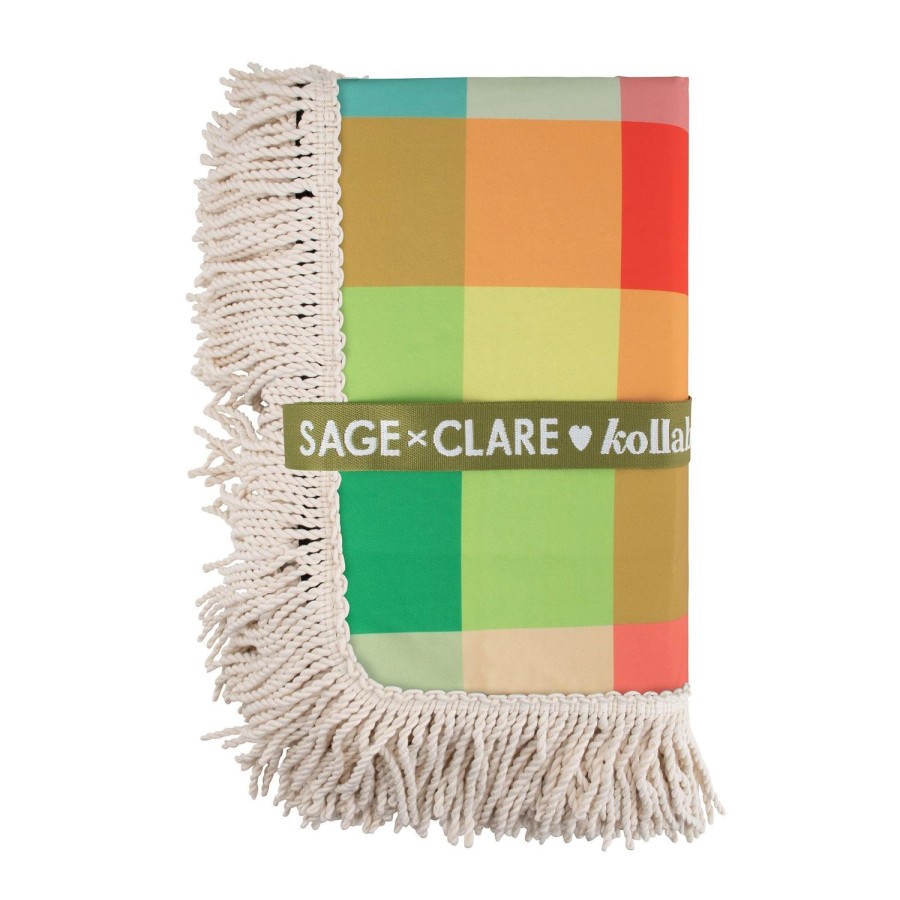 Picnic Mats Kollab | Fringed Medium Picnic Mat Sage X Clare & Kollab Aida