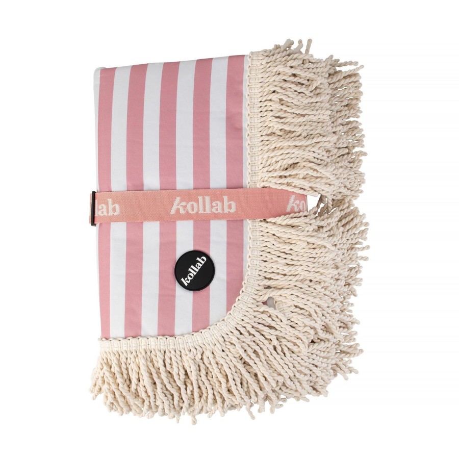 Picnic Mats Kollab | Fringed Medium Picnic Mat Rose Stripe