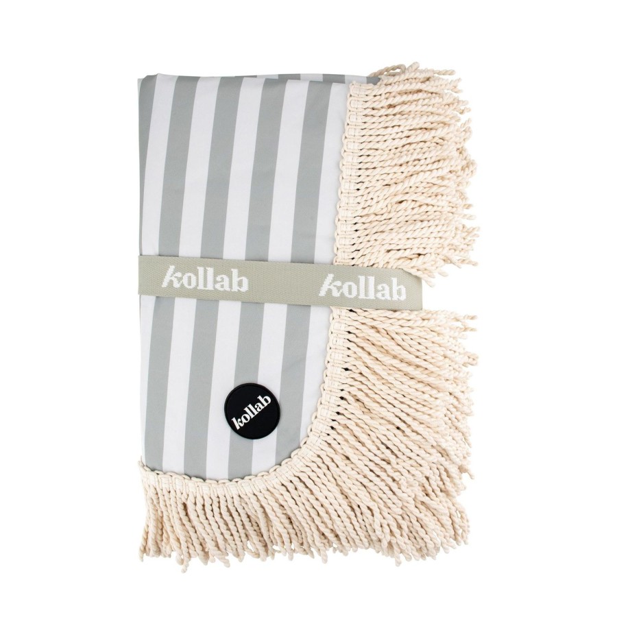 Picnic Mats Kollab | Fringed Picnic Mat 1.4X1.4M Sage Stripe